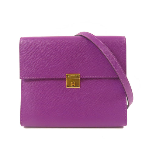 HERMES GHW Clic 16 Shoulder Bag Epsom Leather Anemone Purple