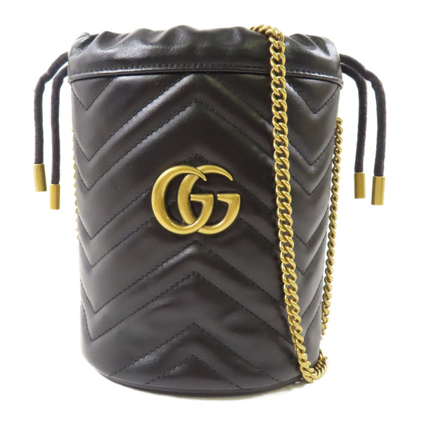 GUCCI GG Marmont Shoulder Bag Calfskin Leather Black 575163