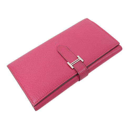 HERMES PHW Bearn Long Wallet Chevre Leather Pink
