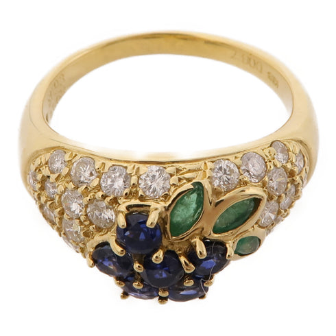 JEWELRY Sapphire Emerald Diamond Ring 18K Yellow Gold