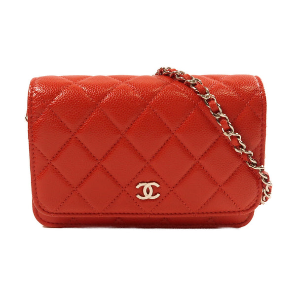 CHANEL CC SHW Chain Shoulder Bag Calfskin Leather Red v3