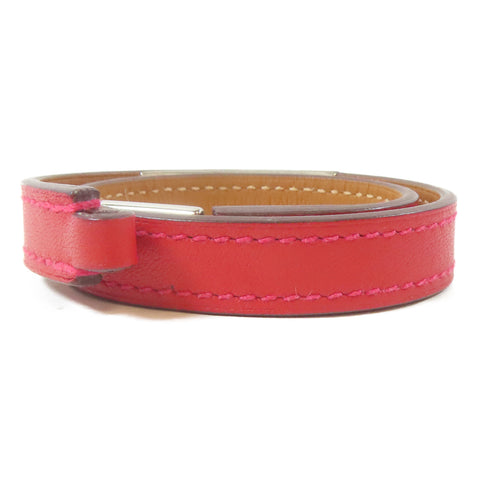HERMES PHW Rivale Double Tour Bracelet Veau Swift Leather Red/Rouge Tomate