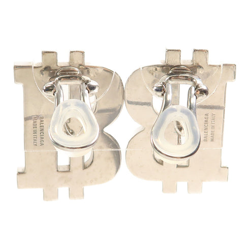 BALENCIAGA B-Coin Earrings Metal Silver