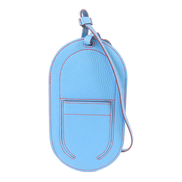 HERMES In The Loop Phone Case Chevre Leather B3 Bleu Zanzibar