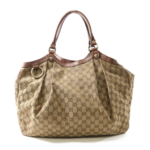 GUCCI GG GHW Sukey Hobo Shoulder Bag 211943 Canvas Brown v1