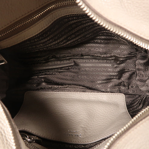 PRADA SHW 2 Way Shoulder Bag 1BB006 Calfskin Leather Grey