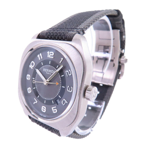HERMES HO8 Automatic Watch Titanium Canvas Belt Grey