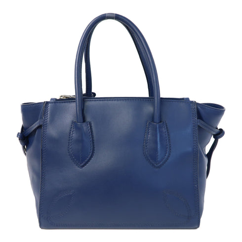 PRADA SHW 2 Way Shoulder Bag Calfskin Leather Blue