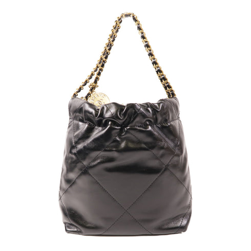 CHANEL CC Chanel 22 Mini AS3980 Chain Shoulder Bag Lambskin Leather Black