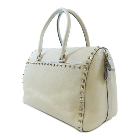 VALENTINO 2 Way Shoulder Bag Calfskin Leather Beige