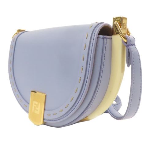 FENDI GHW Moonlight Shoulder Bag 8BT346 Calfskin Leather Blue