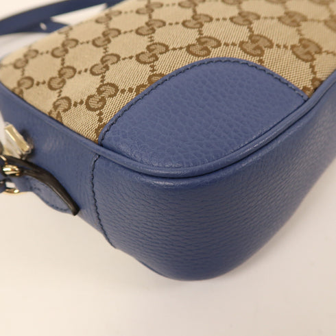 GUCCI GHW Shoulder Bag 449413 GG Canvas Brown Blue