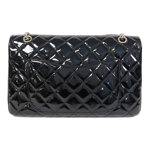 CHANEL Quilted CC SHW 2.55 Chain Shoulder Bag Patent Leather Black
