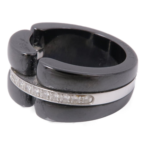 CHANEL CC Ultra Ring US#5.5 Ceramic 18K White Gold Black