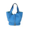 HERMES PHW Picotin MM Handbag Clemence Leather Blue