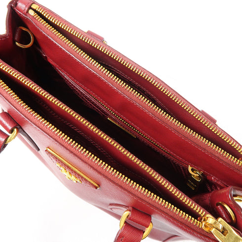 PRADA GHW Galleria 2 Way Bag Saffiano Leather Red