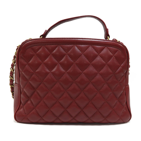 CHANEL Quilted CC GHW 2 Way Shoulder Bag Handbag AS7960 Calfskin Leather Red