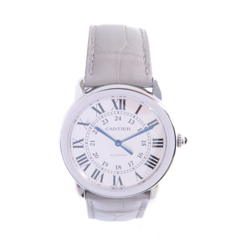 CARTIER Ronde De Cartier Automatic Watch SS Leather Belt WSRN0013 White