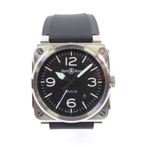 Bell & Ross Automatic Watch Rubber Belt Stainless Steel BR03-92-S Black