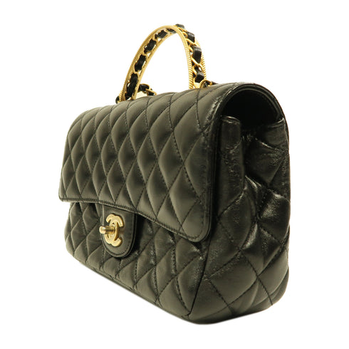 CHANEL CC GHW Chain Shoulder 2 Way Bag Handbag AS4408 Lambskin Leather Black