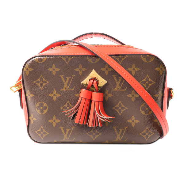 LOUIS VUITTON LV GHW Saintonge 2 Way Shoulder Handbag M43556 Monogram Brown/Red