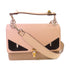 FENDI GHW Monster Handbag Shoulder Bag Calfskin Leather Beige Brown