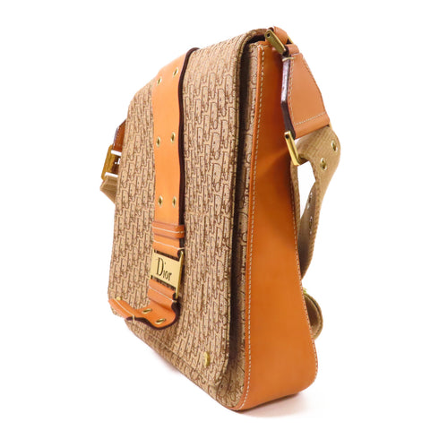 Christian Dior CD GHW Shoulder Bag Canvas Brown