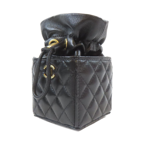 CHANEL CC GHW Mini Chain Shoulder Bag CD0055 Lambskin Leather Black