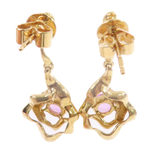 FINE JEWELRY 0.664ct Pink Sapphire 0.08ct Diamond Earrings 18K Yellow Gold