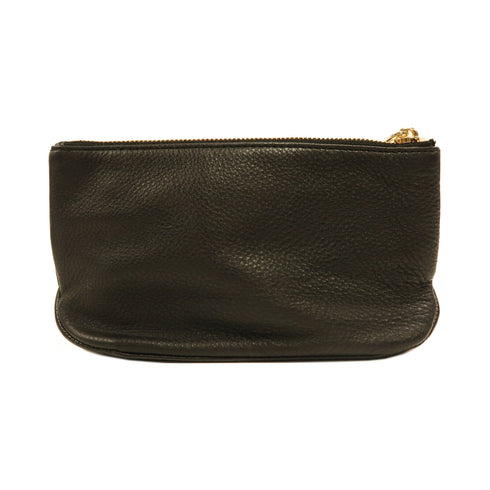 Michael Kors GHW Pouch (with handle) Calfskin Leather Black