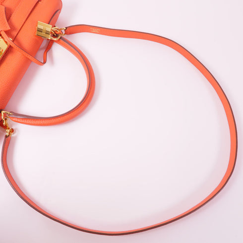 HERMES GHW Kelly 28 2 Way Shoulder Bag Togo Leather Capucine