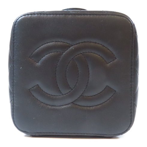 CHANEL Quilted CC GHW Vanity Case 2 Way Chain Shoulder Bag AS3228 Calfskin Black
