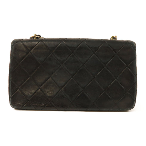 CHANEL CC GHW Vintage Chain Shoulder Bag Calfskin Leather Black