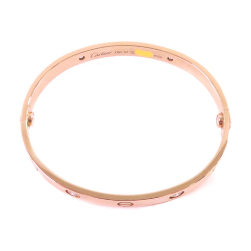 CARTIER 4 Diamond Love Bracelet Bangle Cartier#17 18K Rose Gold B6070017