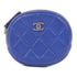 CHANEL Quilted CC GHW Coin Case Purse Lambskin Leather Blue