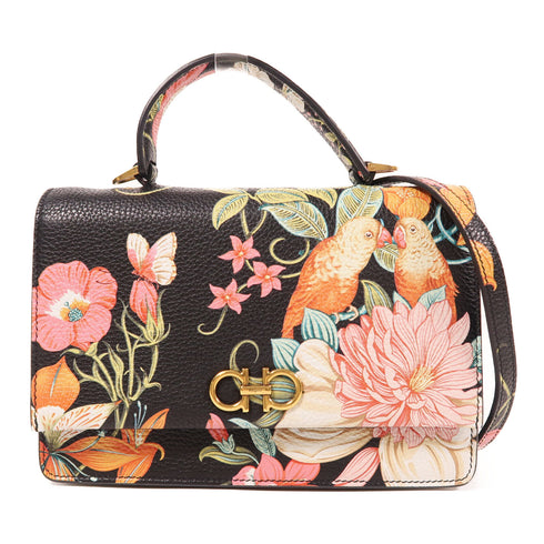 Salvatore Ferragamo GHW Hand Bag 2 Way Bag JP22D866 Calfskin Black/Multicolor