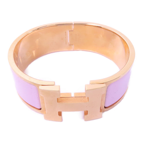 HERMES Clic-Clac H Bangle Bracelet Accessories Enamel Metal Pink