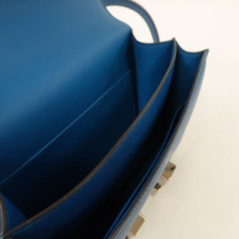 HERMES PHW Constance Mini Shoulder Bag Epsom Leather Blue Izmir