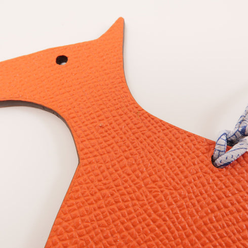 HERMES Dog Charm Epsom Leather Orange Brown