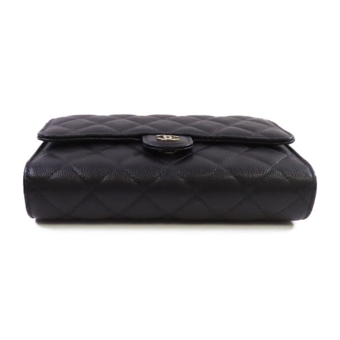 CHANEL Quilted CC GHW Wallet On Chain Shoulder Bag Calfskin Leather AP3547 Black