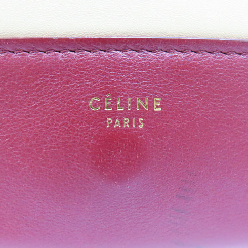 CELINE GHW Frame Shoulder Bag 180263 Calfskin Leather Red/Beige