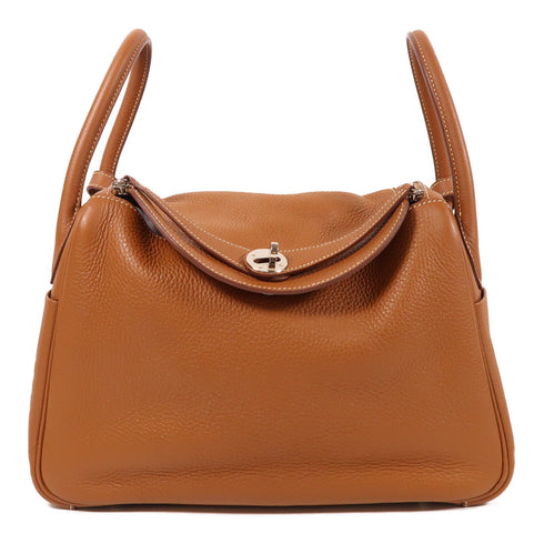 HERMES GHW Lindy 30 2 Way Shoulder Bag Taurillon Clemence Leather Gold