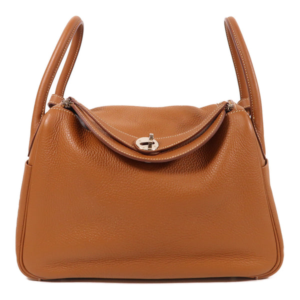 HERMES GHW Lindy 30 2 Way Shoulder Bag Taurillon Clemence Leather Gold