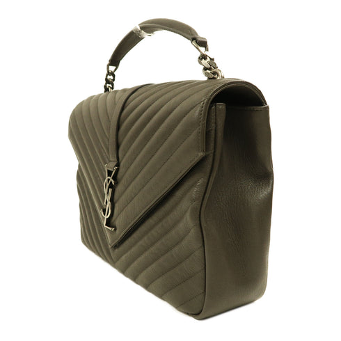 SAINT LAURENT YSL SHW 2 Way Shoulder Bag 487212 Calfskin Leather Grey