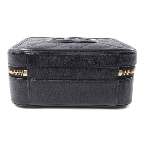 CHANEL CC GHW Vanity Case 2way Chain Shoulder Bag A93342 Calfskin Leather Black