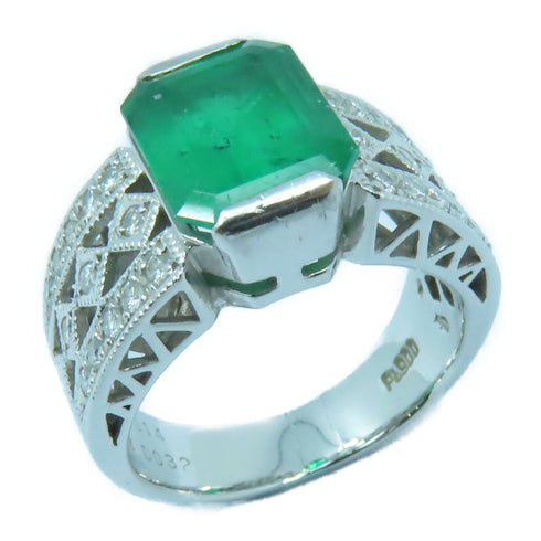 Fine Jewelry 3.14ct Emerald 0.32ct Diamond Ring US#6.25 18K PT900 ...