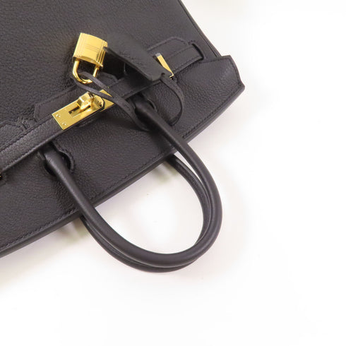 HERMES GHW Birkin 25 Handbag Togo Leather Noir Black