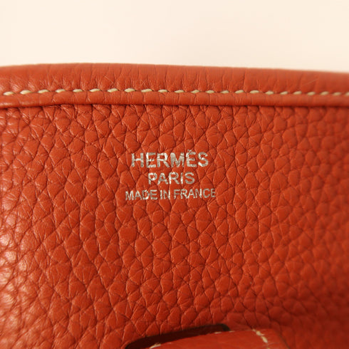 HERMES PHW Evelyne PM Shoulder Bag Clemence Leather Sanguine
