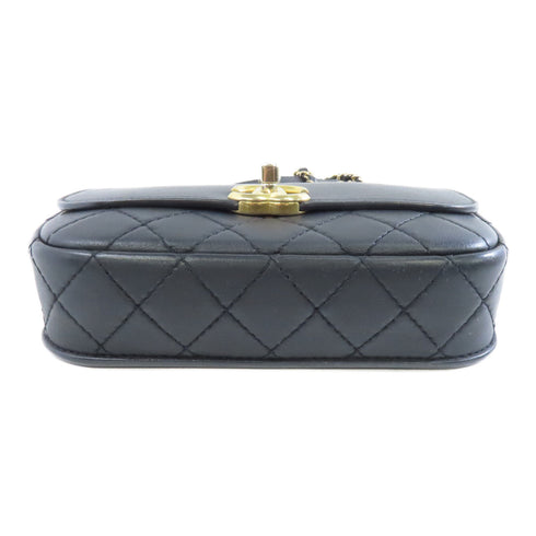 CHANEL Quilted CC GHW Chain Shoulder Bag Calfskin Leather Black