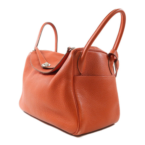 HERMES PHW Lindy 30 2 Way Shoulder Bag Taurillon Clemence Leather Orange